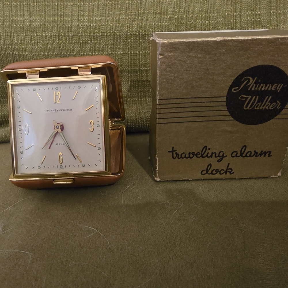 Vintage Phinney-Walker Traveling Alarm Clock in Original Box